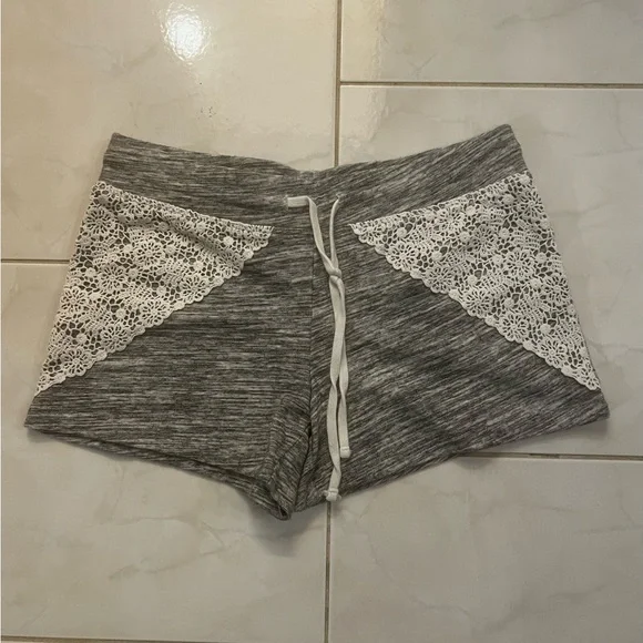 Mossimo Supply Co. Women’s Gray with White Embroidered Lace Accented Shorts - Picture 1 of 5